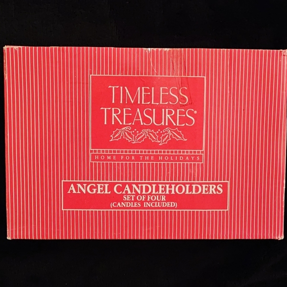 Red Taper Candles with Glass Angel Holders - Picture 2 of 7